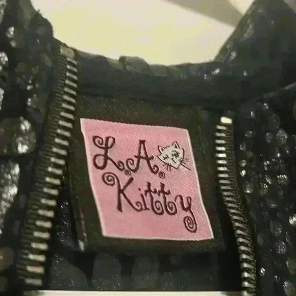 L.A. Kitty Vintage Y2K Juniors Black Snakeskin Style Zip up Jacket size M Rare - Picture 7 of 9